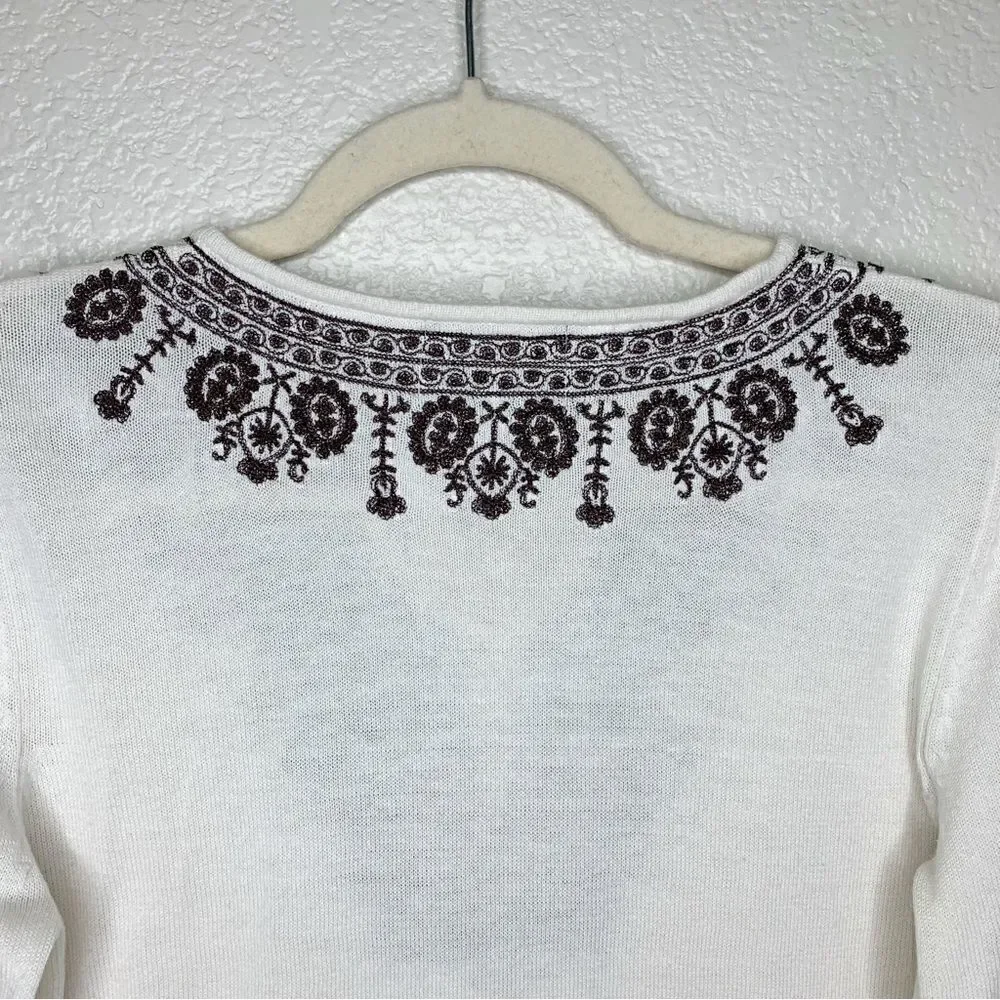 Cynthia Rowley Women’s Size Large Embroidered Long Sleeves Top